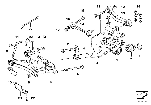 2002 BMW 540i Rear Axle Support / Wheel Suspension Diagram
