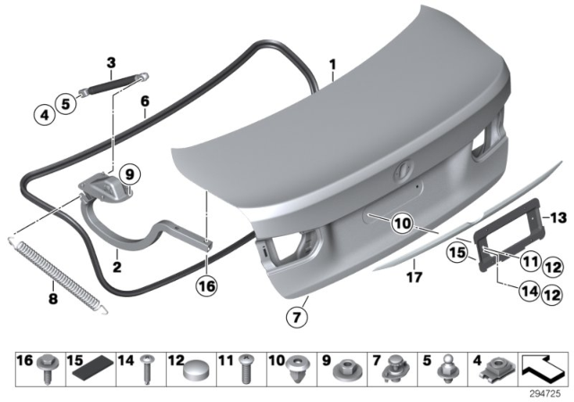 2013 BMW 328i Trunk Lid Diagram