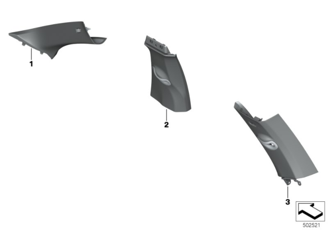 2020 BMW X5 Individual A, B, C Pillar Trim Panel Diagram