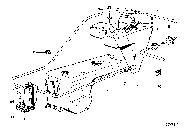 1986 BMW 735i Wash Pump / Fluid Container Diagram 2