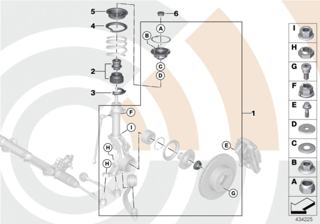 2006 BMW 325xi Repair Kits, Shock Absorbers, Front Diagram