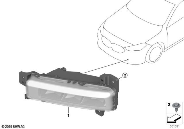 2020 BMW 228i xDrive Gran Coupe Front Fog Lamp, Led, Right Diagram for 63177433788