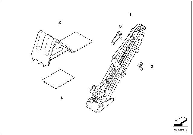2001 BMW 540i Tool Kit / Lifting Jack Diagram