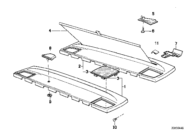 1991 BMW 750iL Rear Window Shelf / Sun Blind Diagram 1