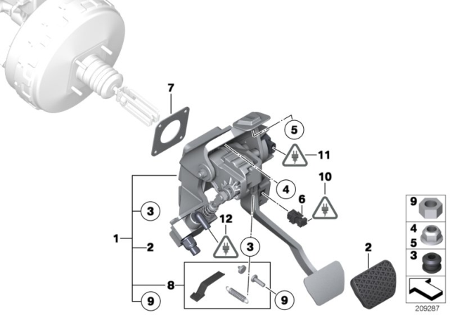 2011 BMW X6 Pedal Assembly Wiht Brake Pedal Diagram for 35006788839