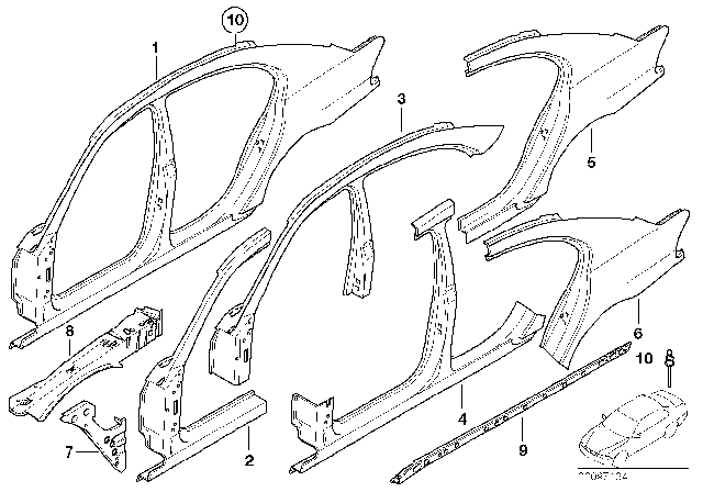 2003 BMW 745Li Side Frame Diagram