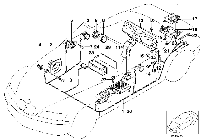 1997 BMW Z3 Parts For Harman Kardon Top-HIFI System Diagram