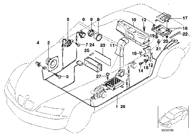 1999 BMW Z3 Parts For Harman Kardon Top-HIFI System Diagram