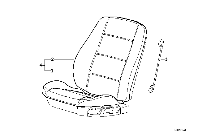 1993 BMW 325i Seat Cover, Leather Diagram for 52108130704