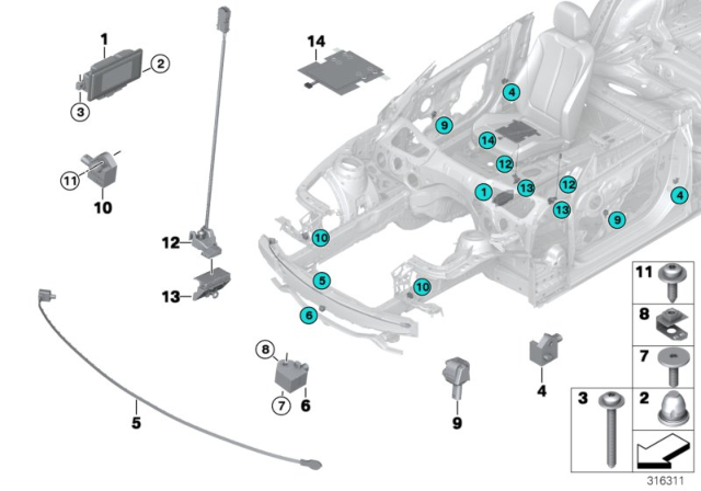 2015 BMW 228i xDrive Electric Parts, Airbag Diagram