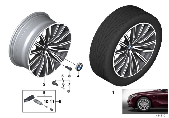 2019 BMW 640i xDrive Gran Turismo Light Alloy Rim Ferricgrey Diagram for 36116877025