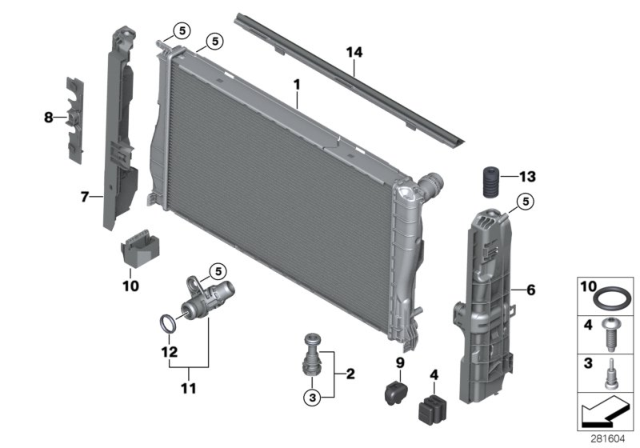 2012 BMW Z4 Mounting Parts For Radiator Diagram