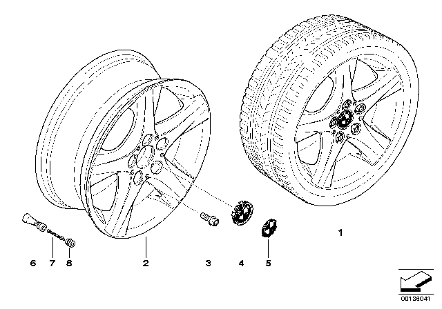 2008 BMW 128i BMW Light Alloy Wheel, Spider Spoke Diagram