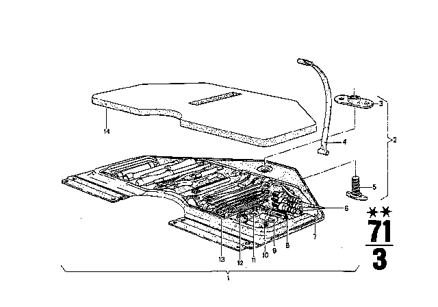 1971 BMW 3.0CS Tool Box Diagram for 71111102916