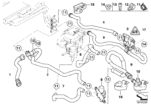 2004 BMW 525i Independent Heating Water Valves Diagram