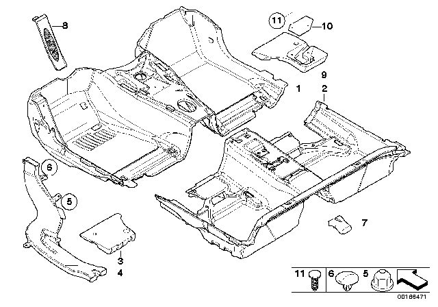 2007 BMW 328xi Floor Covering Diagram