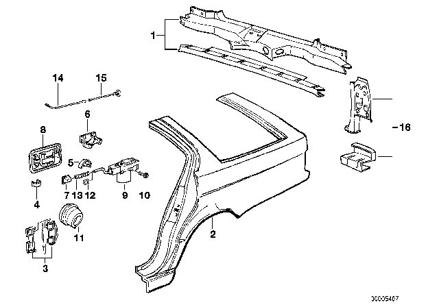 1992 BMW 525i Complete Tail Trim Diagram for 41008149969