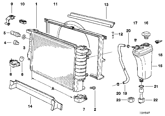 1999 BMW Z3 M Radiator / Expansion Tank / Frame Diagram