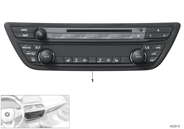 2020 BMW 745e xDrive Radio And A/C Control Panel Diagram 2