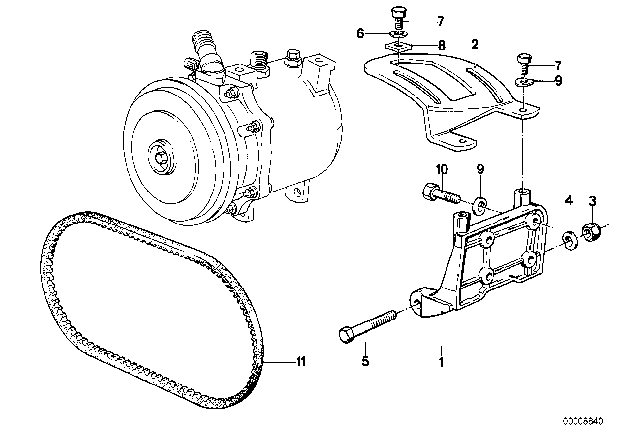 1982 BMW 528e Air Conditioning Compressor - Supporting Bracket Diagram 1