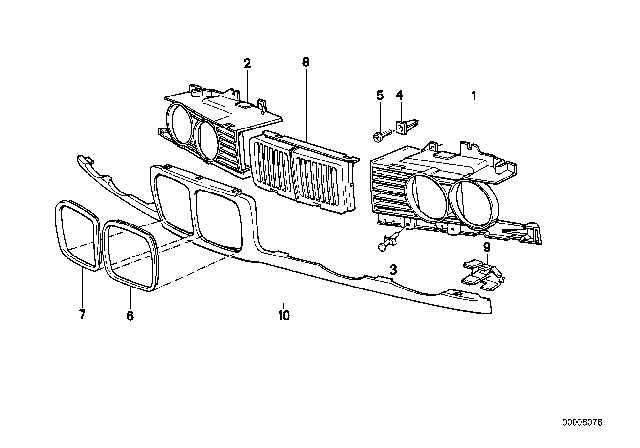 1993 BMW M5 Grille Center Diagram for 51131973825