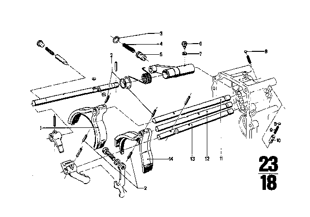 1972 BMW 3.0CS Inner Gear Shifting Parts (Getrag 262) Diagram 2