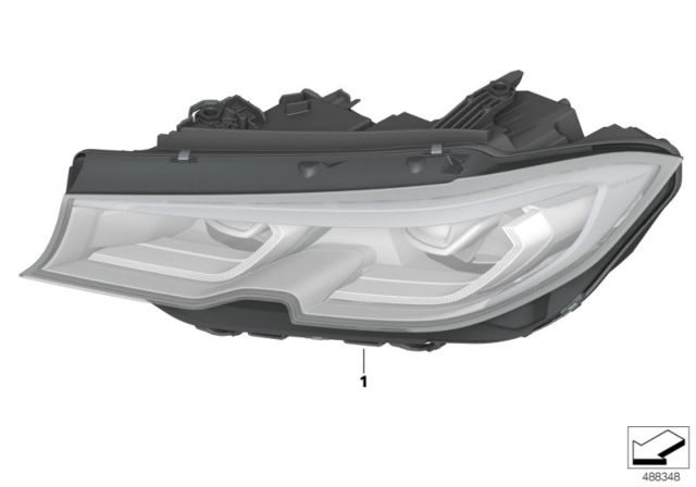 2019 BMW 330i Headlight With Led Technolog Diagram for 63118496154
