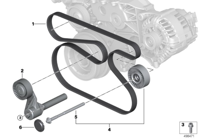 2011 BMW X5 Belt Drive Water Pump / Alternator Diagram 2