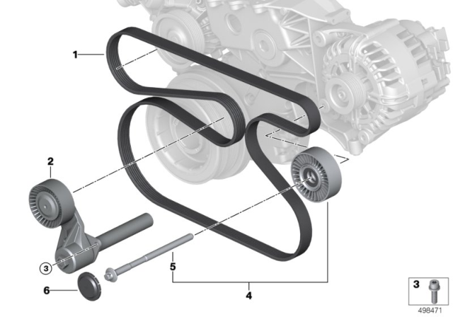 2012 BMW X5 Ribbed V-Belt Diagram for 11288477787