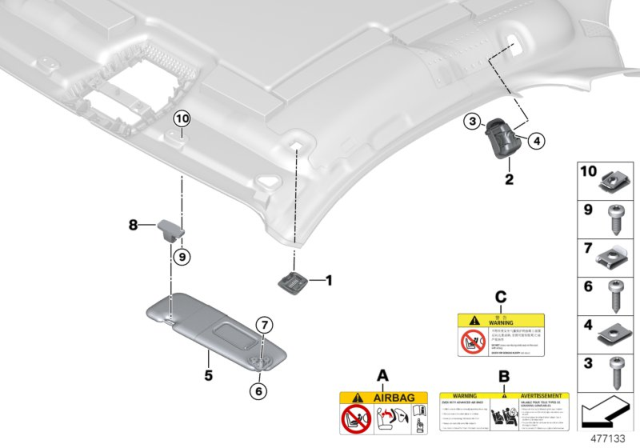 2017 BMW i8 Sun Visor With Label, Left Diagram for 51167352897