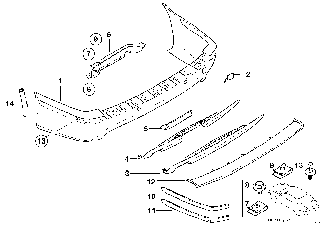 2003 BMW 525i M Trim Panel, Rear Diagram