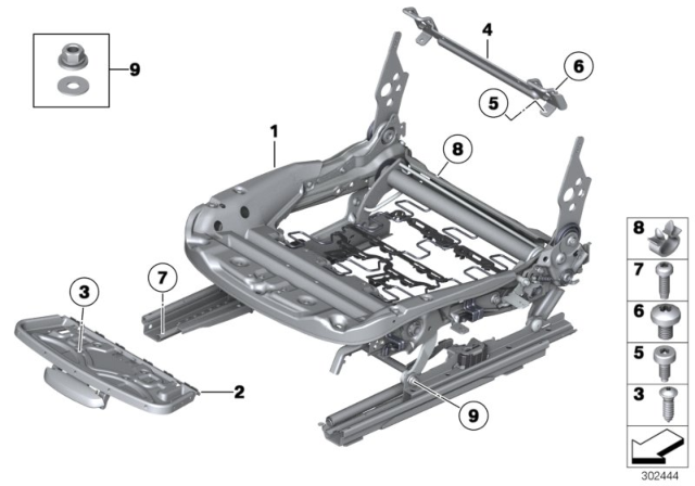 2014 BMW Z4 Seat, Front, Seat Frame Diagram 1