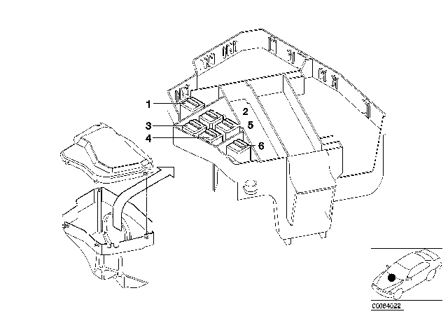 2000 BMW Z8 Relay Positioning, Engine Compartment Diagram