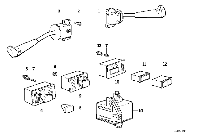 1984 BMW 533i Steering Column Switch Diagram