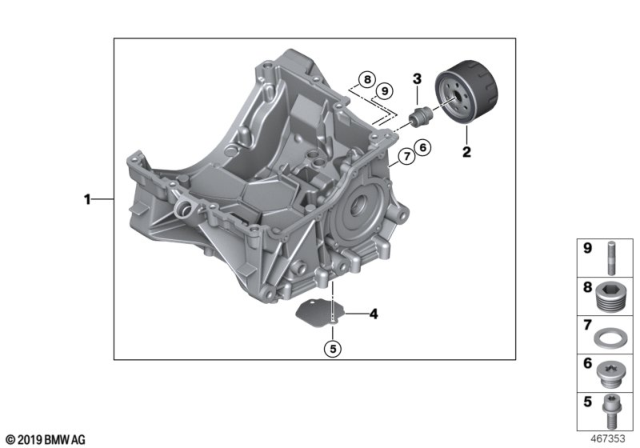 2018 BMW i3s Crankcase Lower Section Diagram