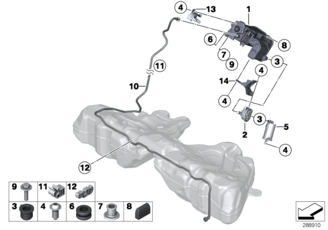 2014 BMW ActiveHybrid 5 Activated Charcoal Filter / Fuel Ventilate Diagram