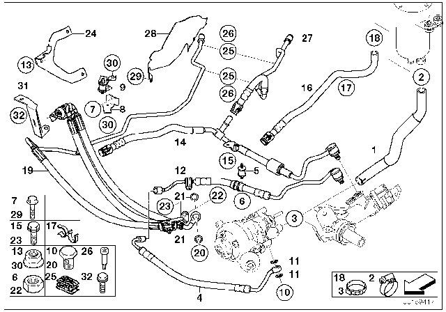 2007 BMW Alpina B7 Dynamic Drive Expansion Hose Diagram for 32417964695