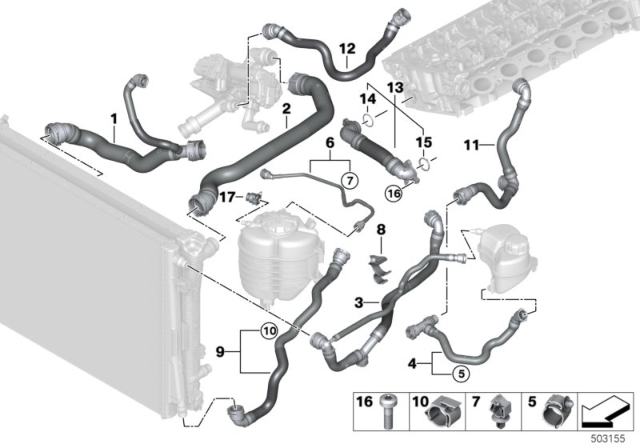 2020 BMW M340i xDrive PIPE, EXPANSION TANK-CYLINDE Diagram for 17128654855