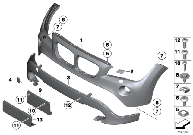 2015 BMW X1 Trim Panel, Bumper, Front Bottom Diagram for 51117345032