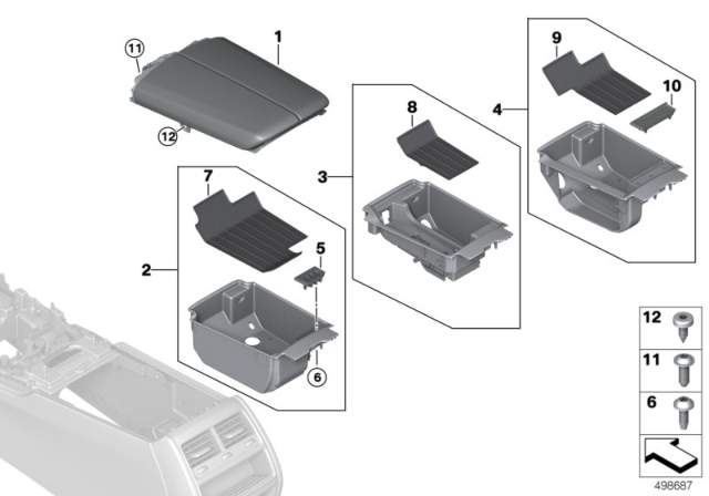 2016 BMW 740i Armrest, Centre Console Diagram