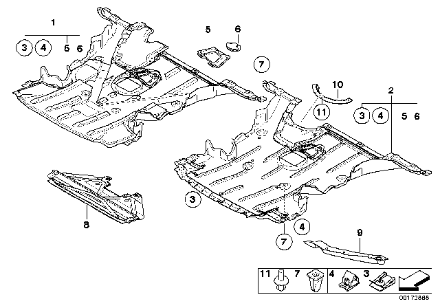 2008 BMW 128i Underbonnet Screen Diagram for 51758046617