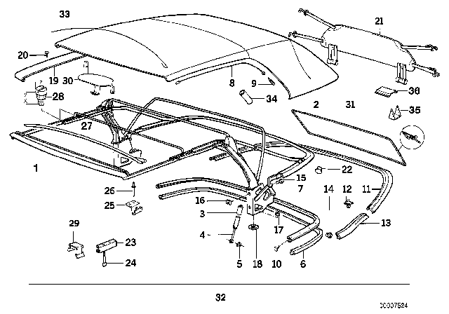1992 BMW 318i Folding Top Diagram
