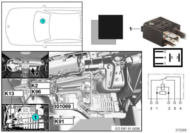 2011 BMW 128i Relay, Heated Rear Window Diagram