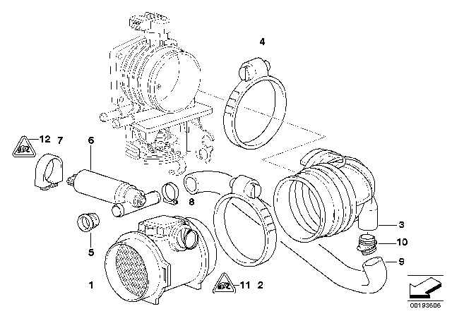 1998 BMW 528i Mass Air Flow Sensor Diagram 1