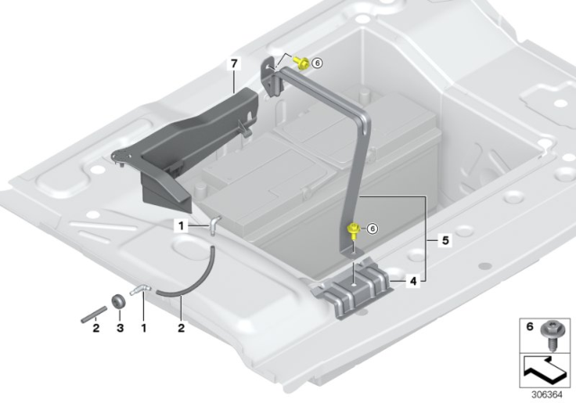 2012 BMW 740i Battery Holder And Mounting Parts Diagram