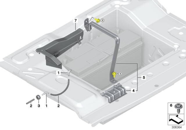 2009 BMW 750Li Battery Holder And Mounting Parts Diagram