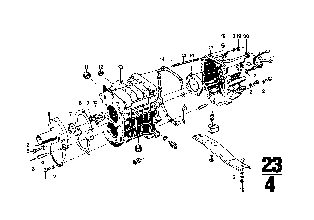 1974 BMW Bavaria Housing & Attaching Parts (Getrag 262) Diagram 1