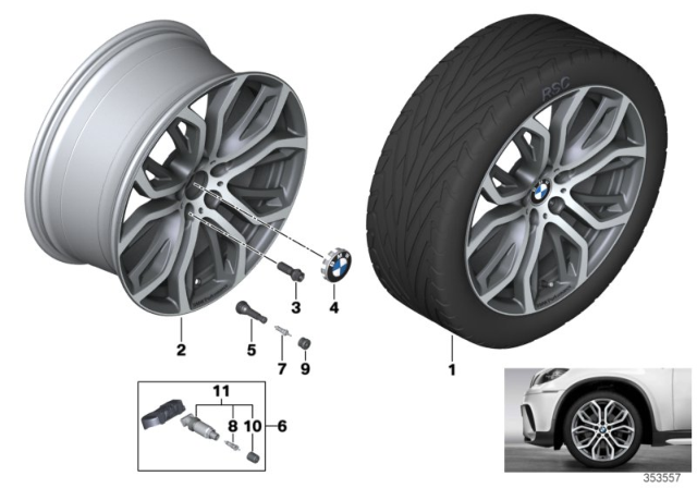 2018 BMW X5 Disc Wheel, Light Alloy, Bright-Turned Diagram for 36116796149