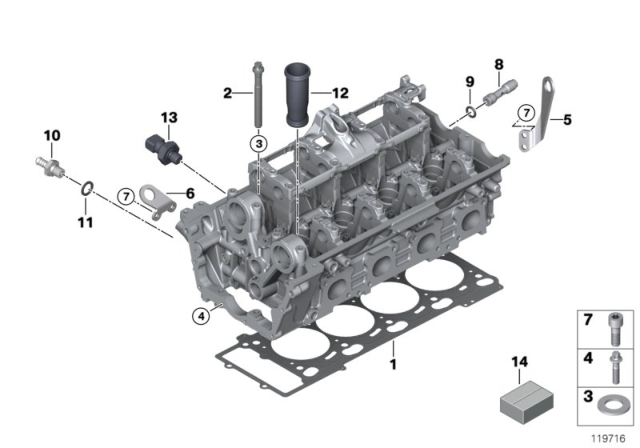 2005 BMW 545i Gasket Set Cylinder Head Asbestos Free Diagram for 11127518017