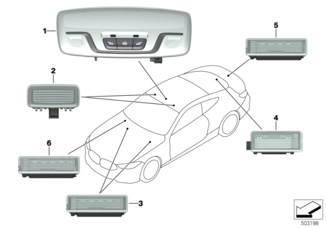 2020 BMW M8 Interior Lights Diagram